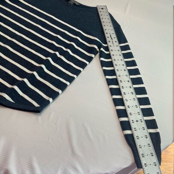 French Connection Blue White Striped Crewneck Pullover Sweater Size Small - Picture 4 of 10